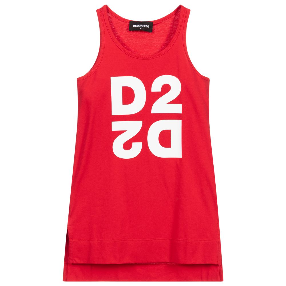 Dsquared2 - Red Cotton Logo Dress | Childrensalon