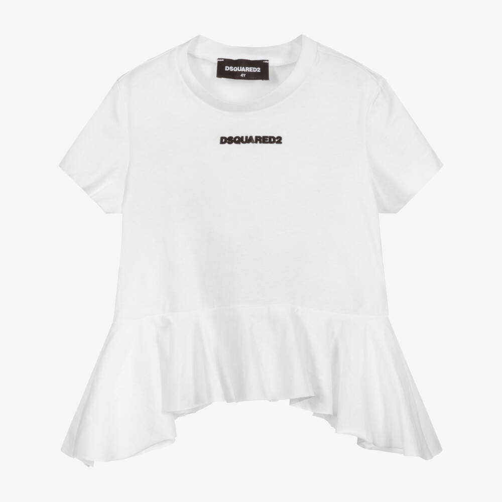 Dsquared2-White Cotton Logo T-Shirt | Childrensalon Outlet