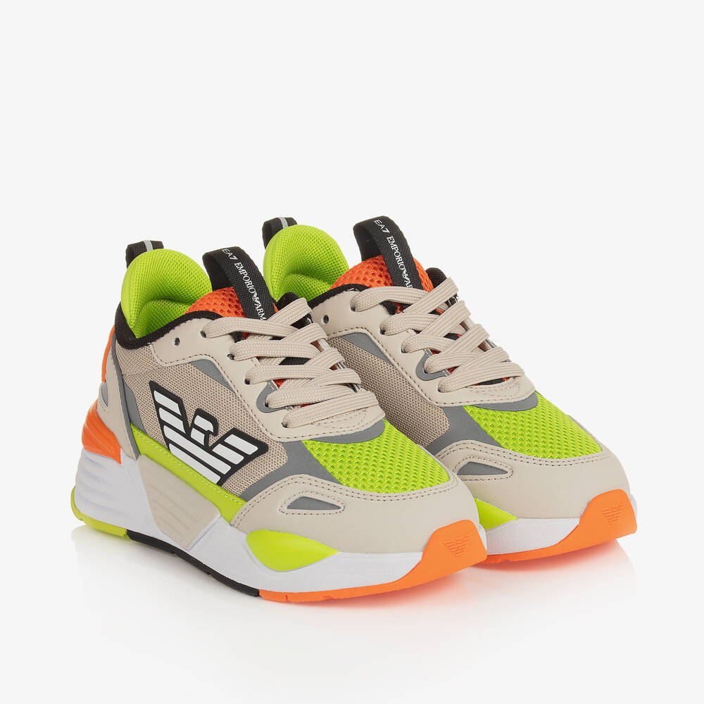 EA7 Emporio Armani Beige Ace Runner Trainers Childrensalon Outlet