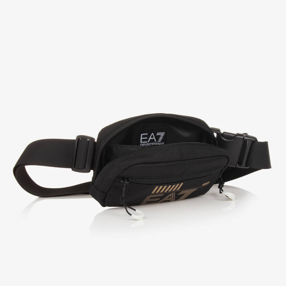 EA7 Emporio Armani-Black Cavas Belt Bag (16cm) | Childrensalon Outlet