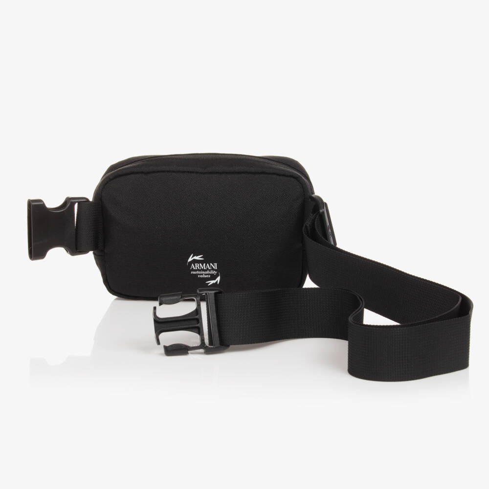 EA7 Emporio Armani-Black Cavas Belt Bag (16cm) | Childrensalon Outlet