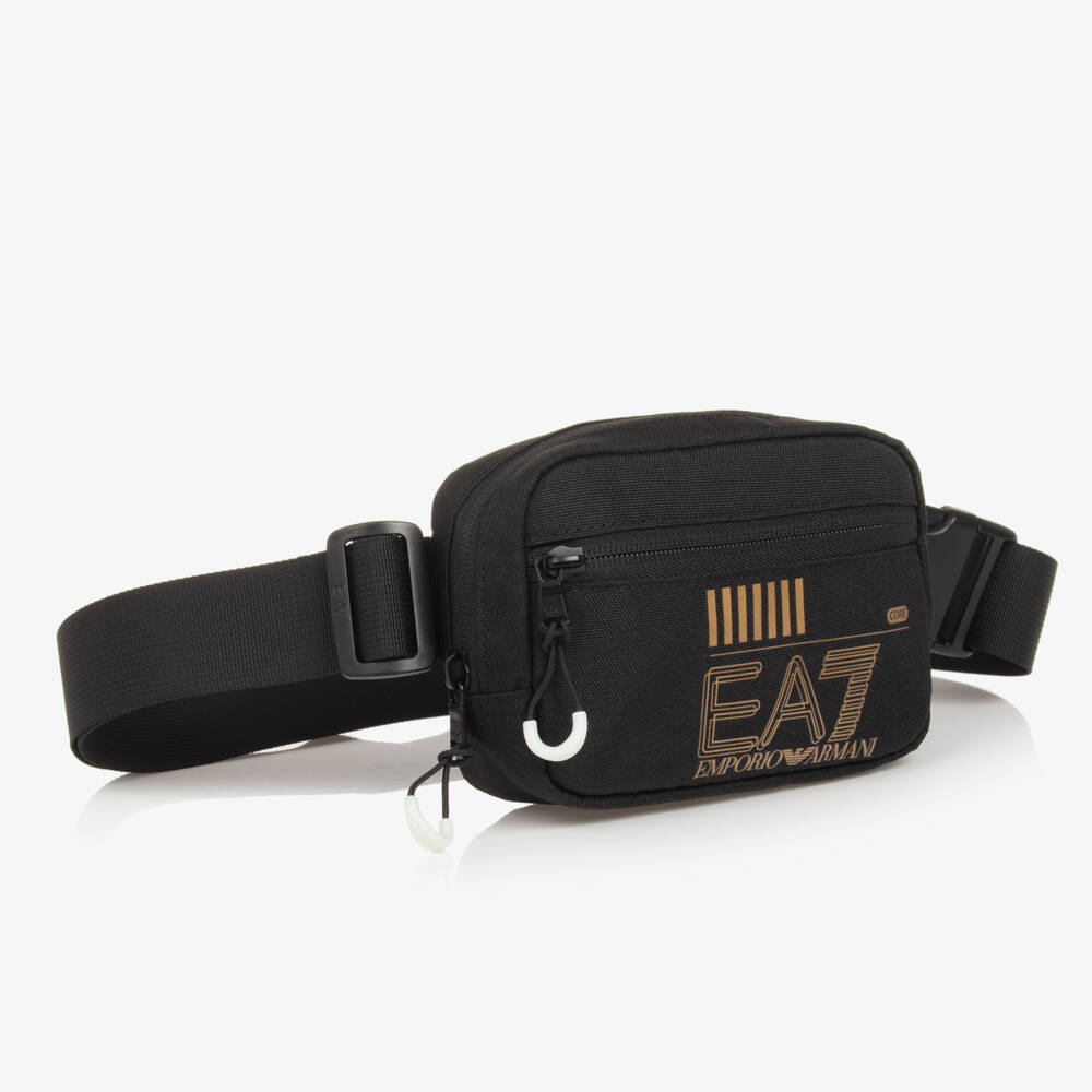 EA7 Emporio Armani-Black Cavas Belt Bag (16cm) | Childrensalon Outlet