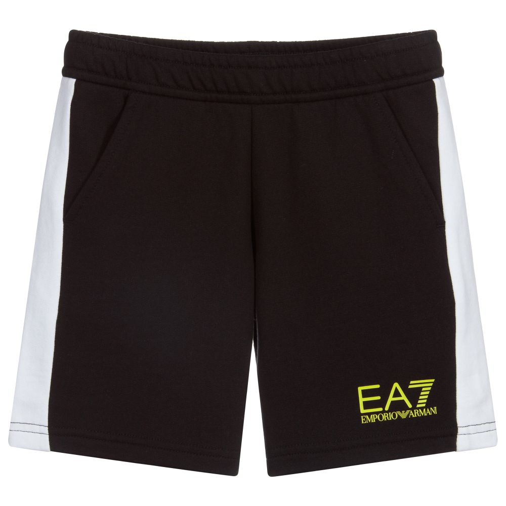 EA7 Emporio Armani - Black & White Logo Shorts | Childrensalon