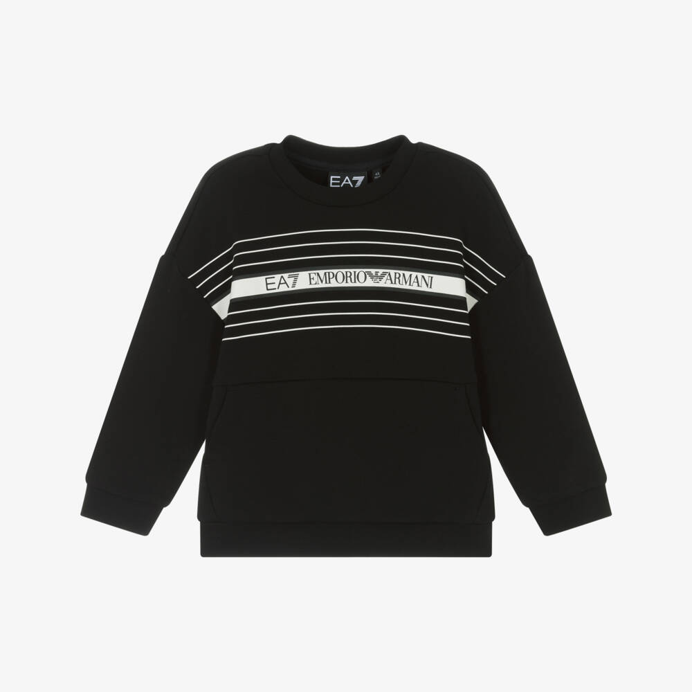 EA7 Emporio Armani-Boy's Charcoal Knit Logo Top | Childrensalon Outlet