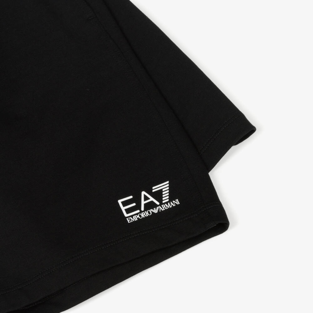 EA7 Emporio Armani-Boys Beige & Black Cotton Jersey Shorts Set with Logos | Childrensalon Outlet