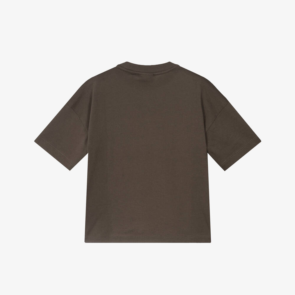 EA7 Emporio Armani-Boys Beige & Brown Cotton Tee | Childrensalon Outlet
