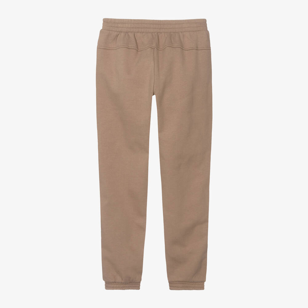 EA7 Emporio Armani-Boys Beige Cotton Logo Trousers | Childrensalon Outlet