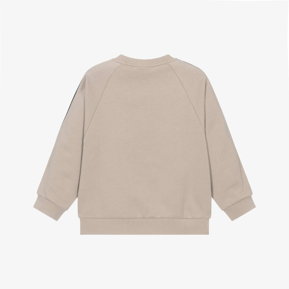 EA7 Emporio Armani-Boys Beige Cotton Sweatshirt with Black Logo Tape | Childrensalon Outlet