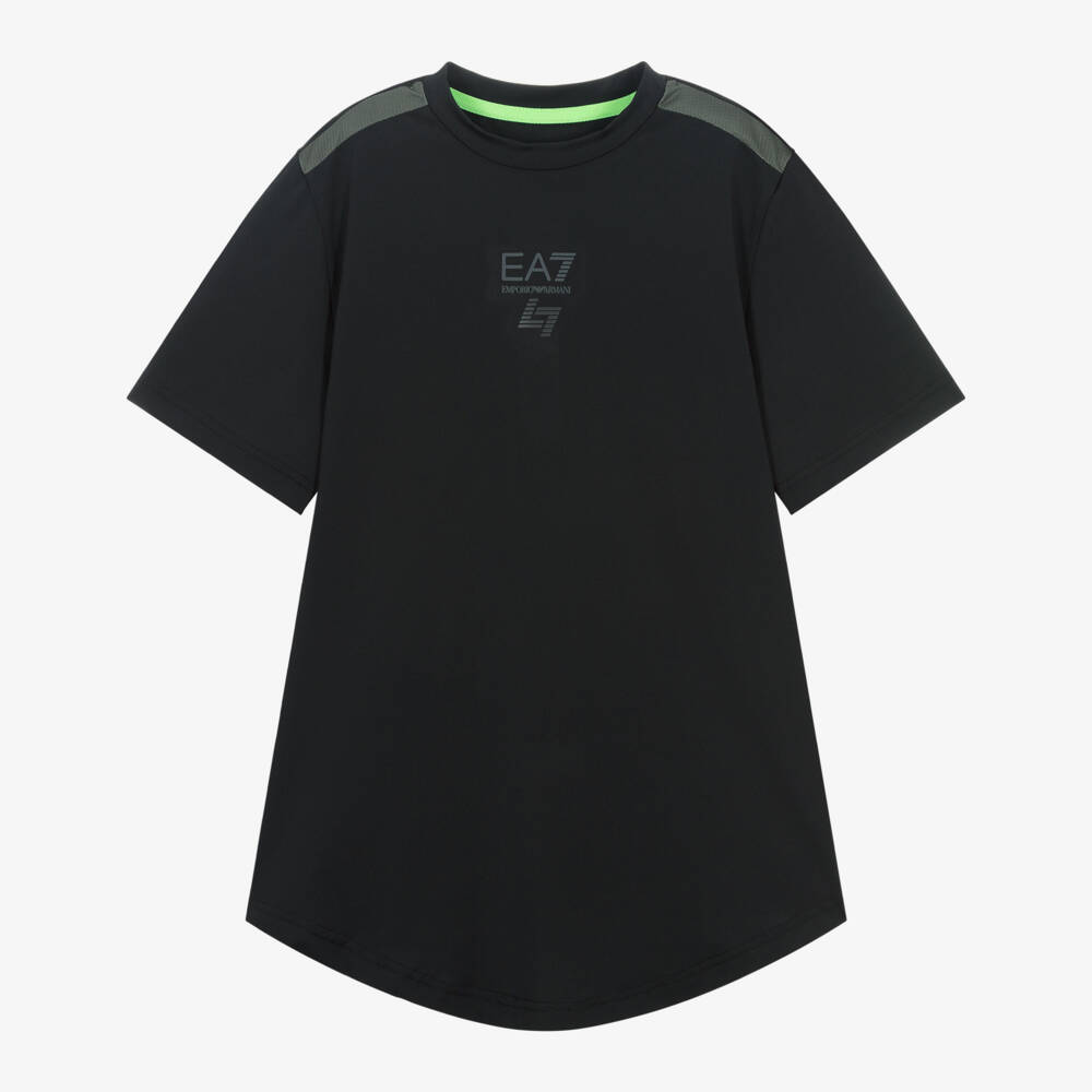 EA7 Emporio Armani-Спортивная футболка с отражающим эффектом черная для мальчиков | Childrensalon Outlet