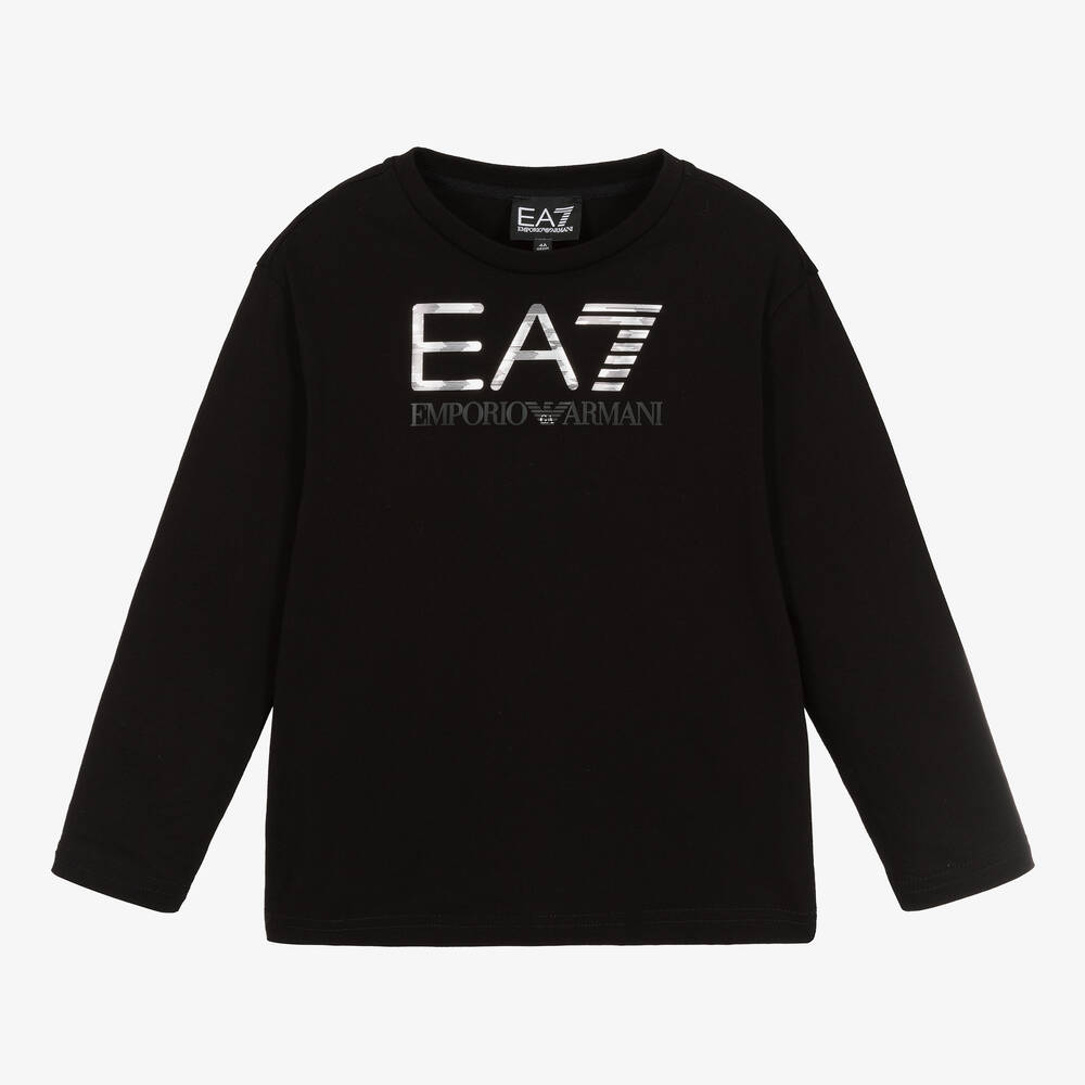 EA7 Emporio Armani - Haut noir en coton EA7 pour garçon | Childrensalon