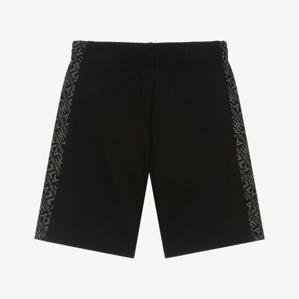 EA7 Emporio Armani-Boys Black Cotton Jersey Bermuda Shorts | Childrensalon Outlet