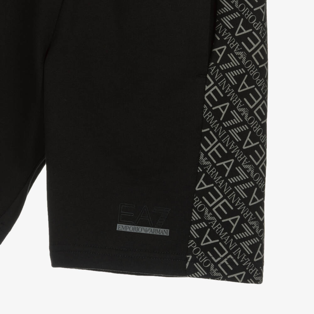 EA7 Emporio Armani-Boys Black Cotton Jersey Bermuda Shorts | Childrensalon Outlet