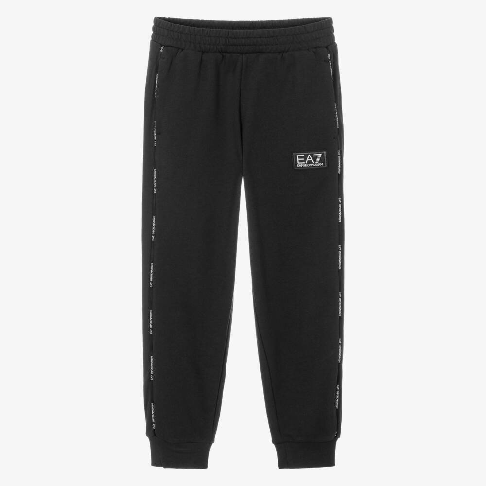 EA7 Emporio Armani-Boys Black Cotton Jersey Joggers | Childrensalon Outlet