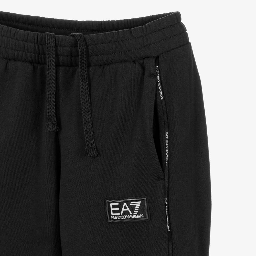 EA7 Emporio Armani-Boys Black Cotton Jersey Joggers | Childrensalon Outlet