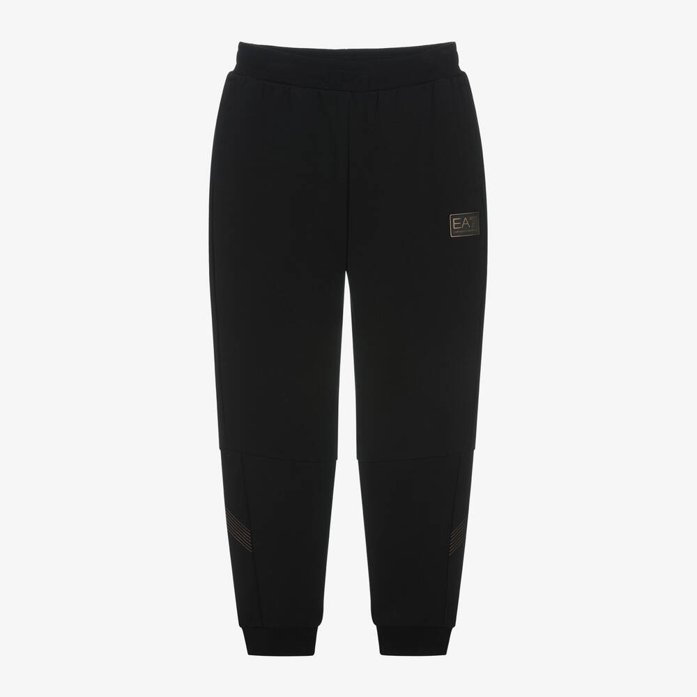 EA7 Emporio Armani-Boys Black Cotton Joggers | Childrensalon Outlet