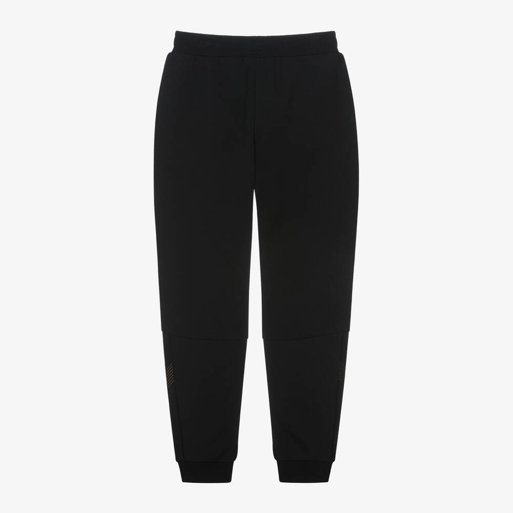 EA7 Emporio Armani-Boys Black Cotton Joggers | Childrensalon Outlet
