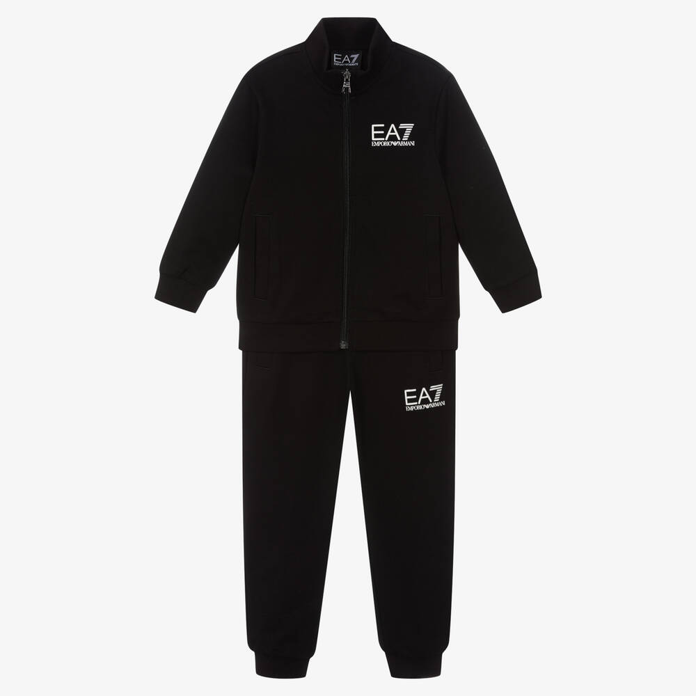 EA7 Emporio Armani - Survêtement noir en coton garçon | Childrensalon