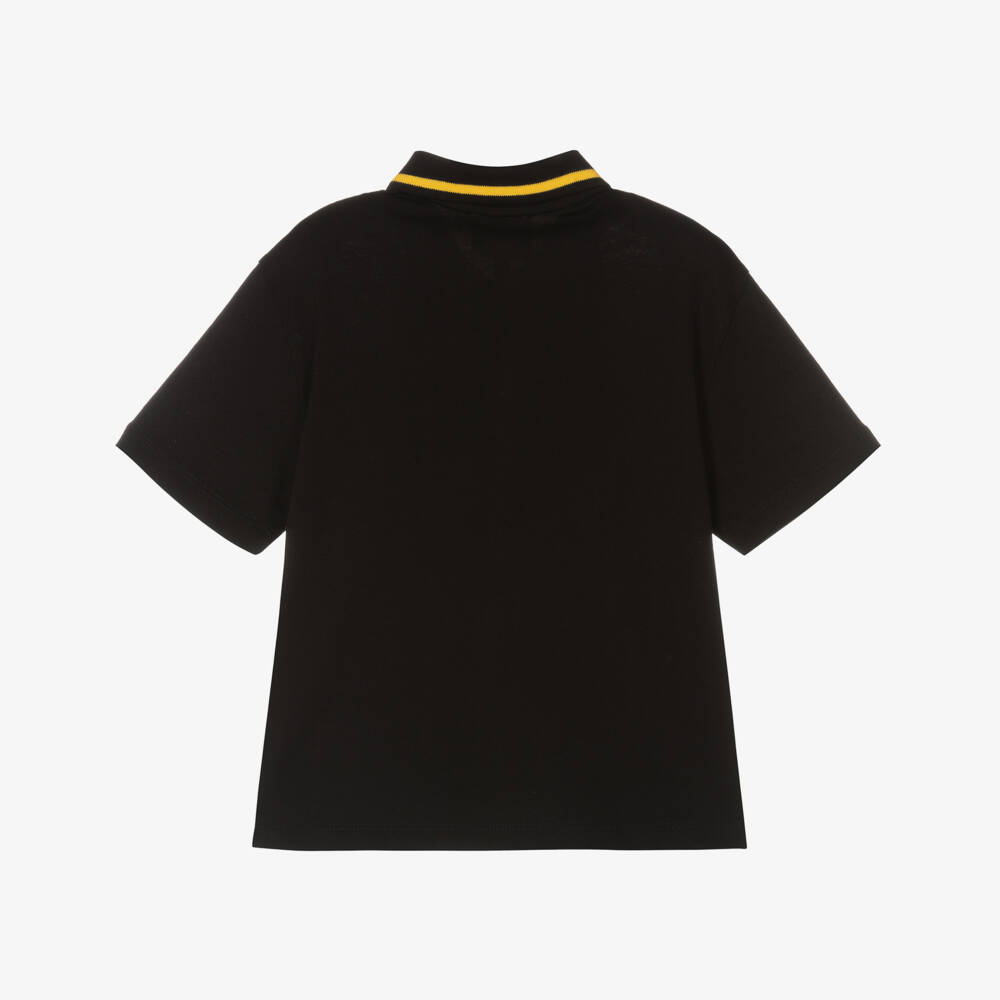 EA7 Emporio Armani-Boys Black Cotton Polo Shirt | Childrensalon Outlet