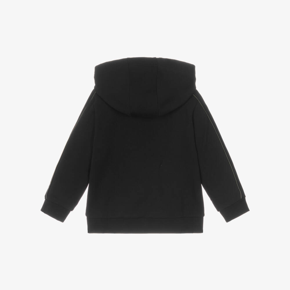 EA7 Emporio Armani-Boys Black Gradient Logo Print Cotton Hoodie | Childrensalon Outlet