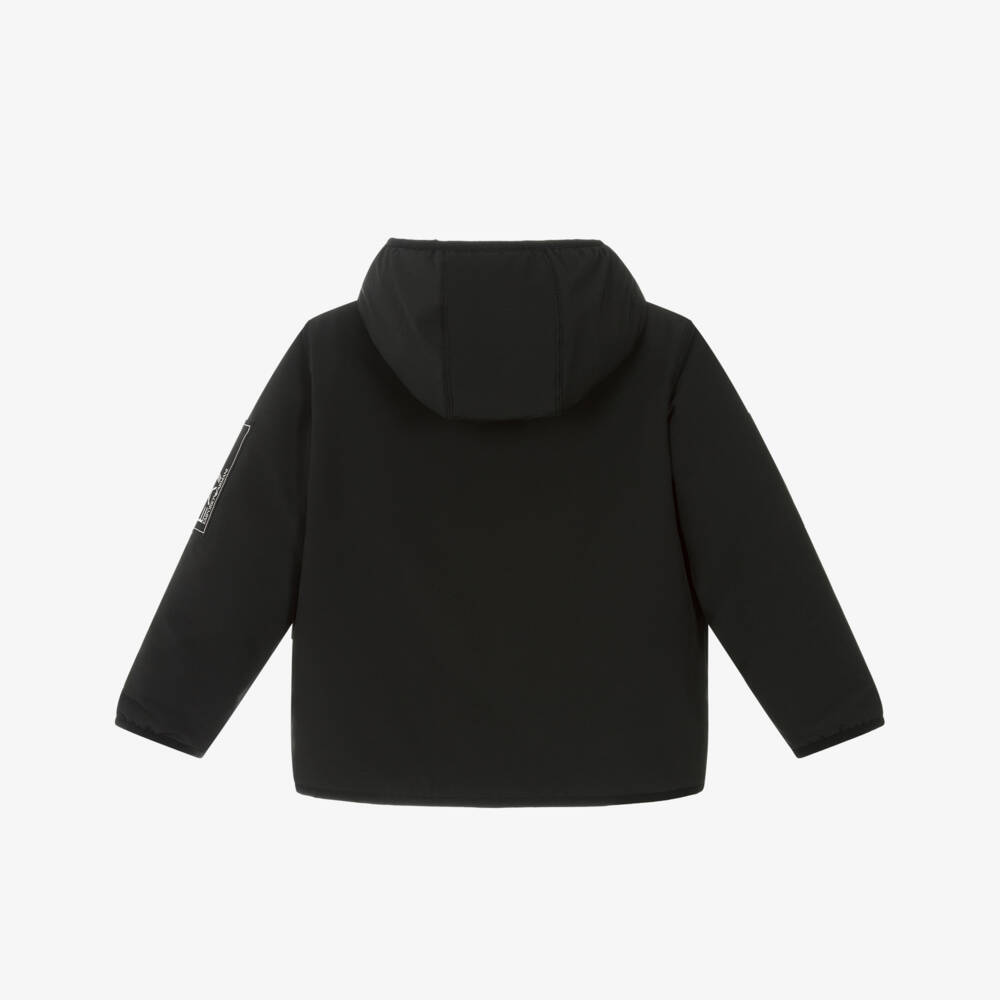 EA7 Emporio Armani-Boys Black Hooded EA7 Logo Jacket | Childrensalon Outlet