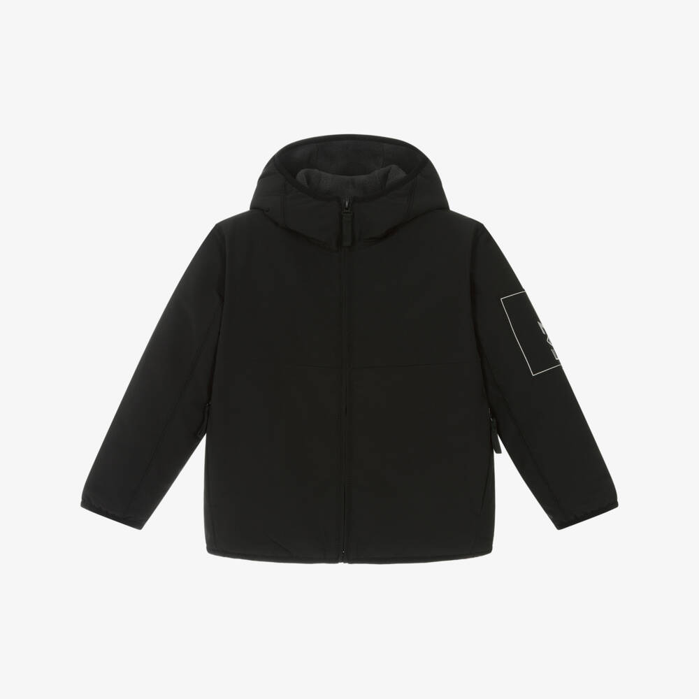 EA7 Emporio Armani-Boys Black Hooded EA7 Logo Jacket | Childrensalon Outlet