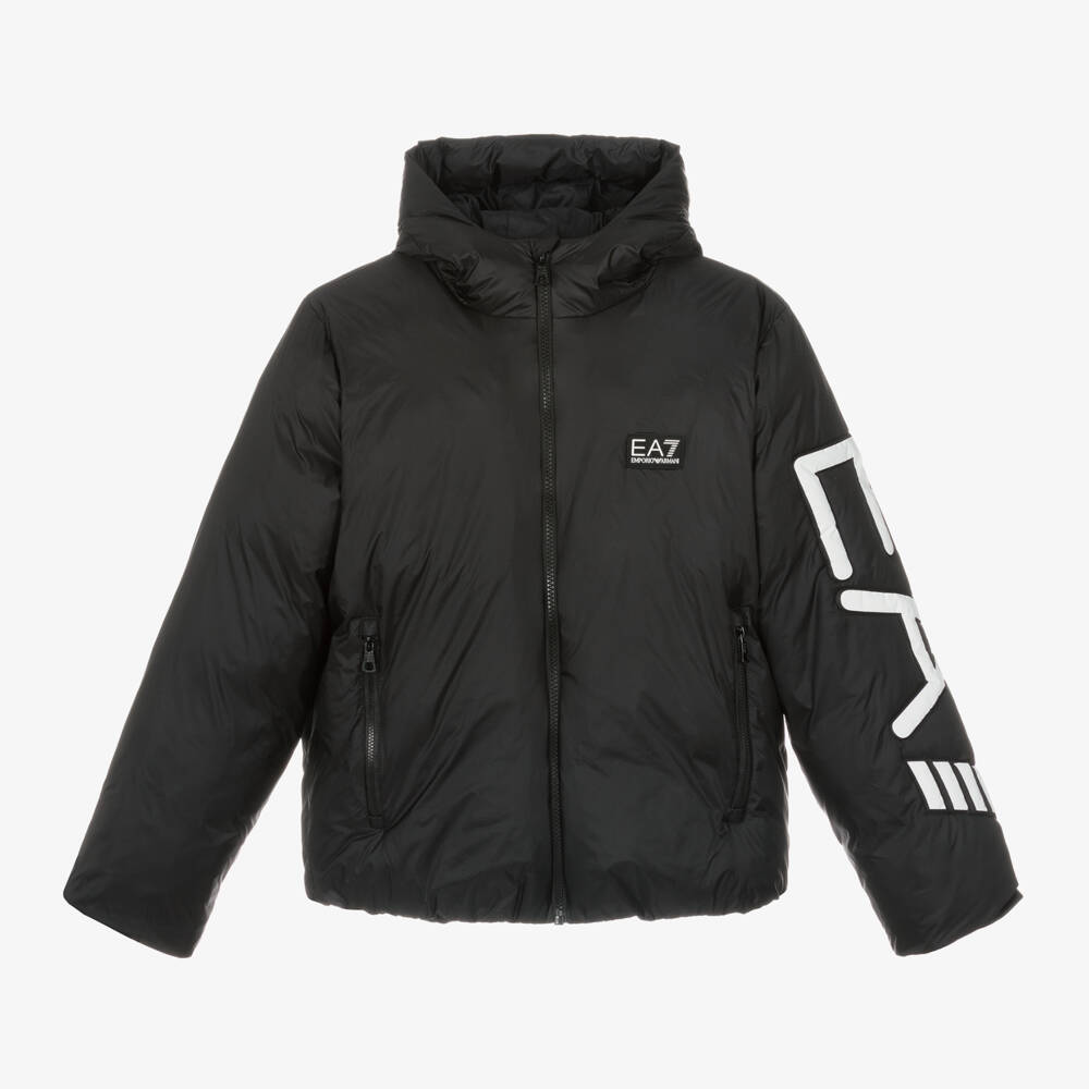EA7 Emporio Armani-Черная куртка пуховик для мальчиков | Childrensalon Outlet