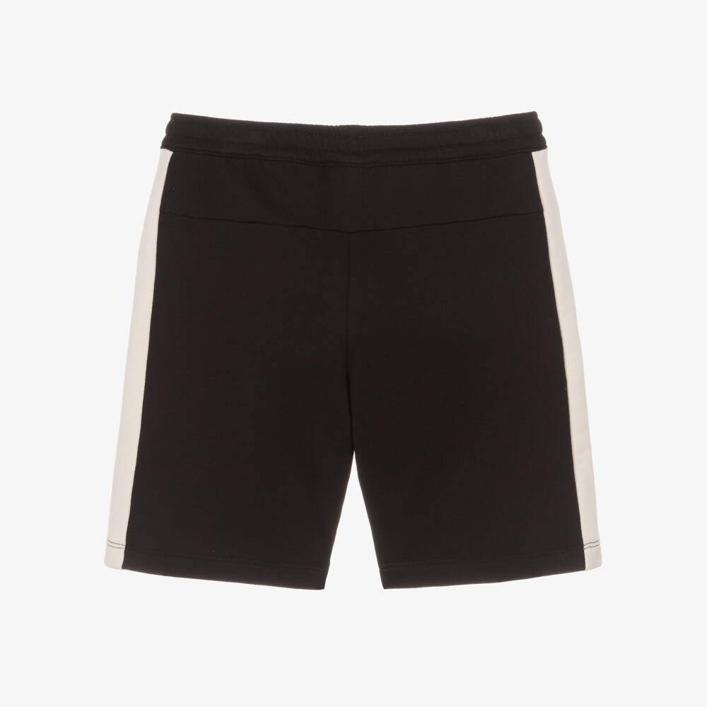 EA7 Emporio Armani-Boys Black & Ivory Cotton Jersey Shorts | Childrensalon Outlet
