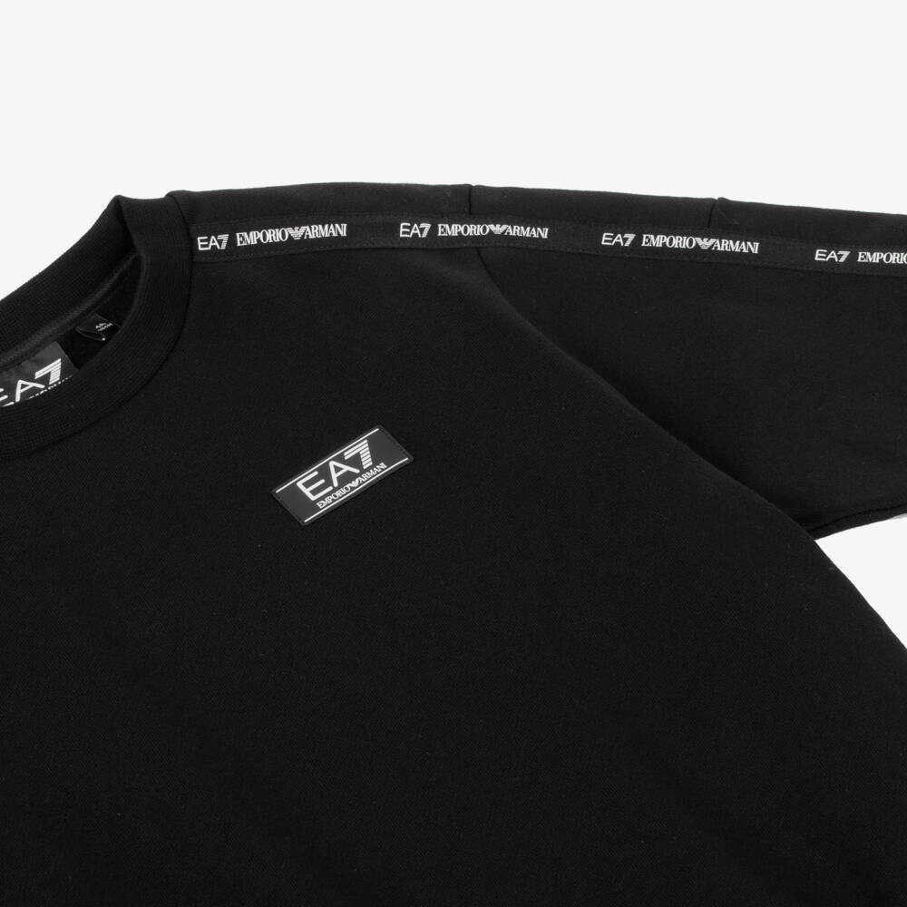 EA7 Emporio Armani-Boys Black Jersey Logo Pullover | Childrensalon Outlet