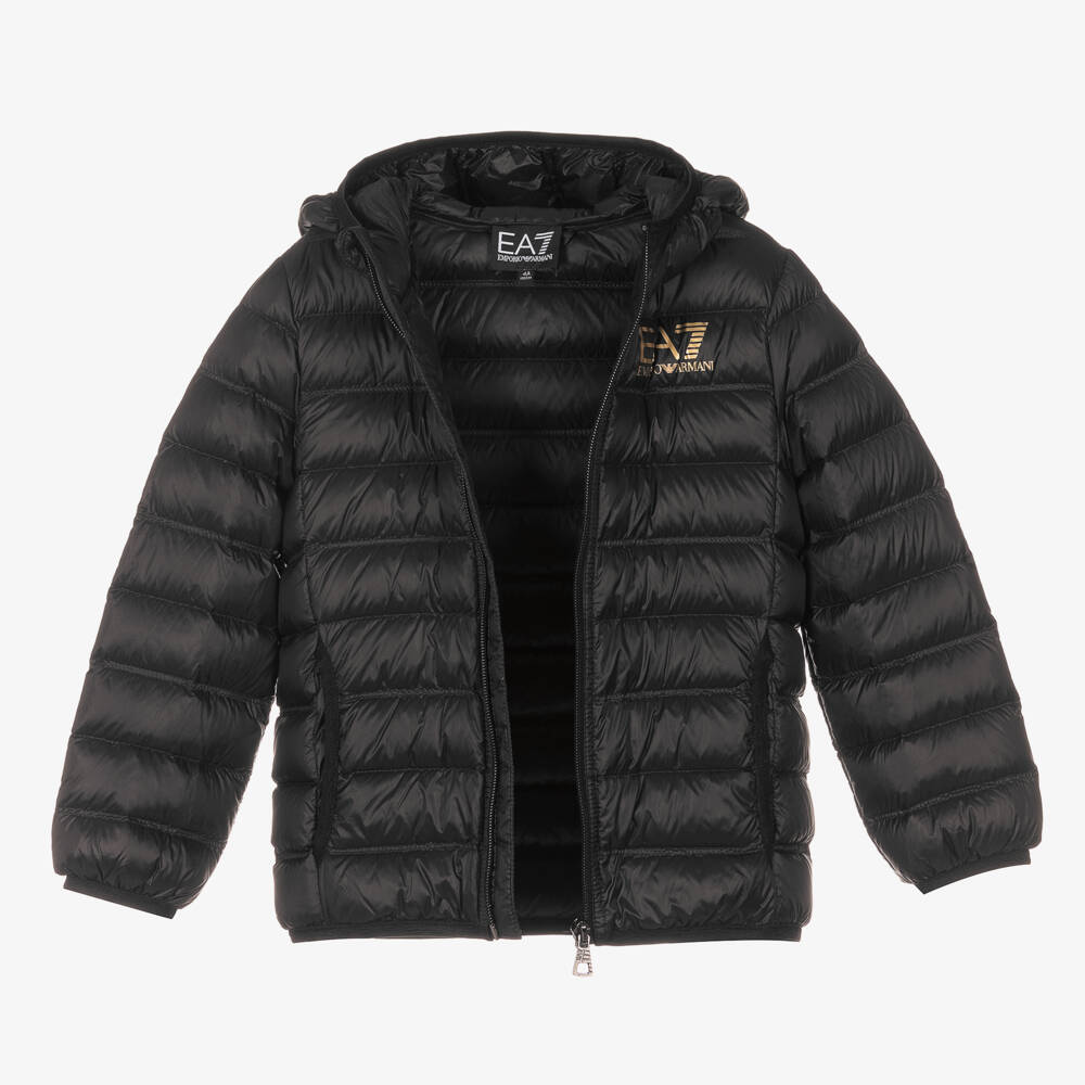EA7 Emporio Armani-Boys Black Packable Puffer Jacket | Childrensalon Outlet