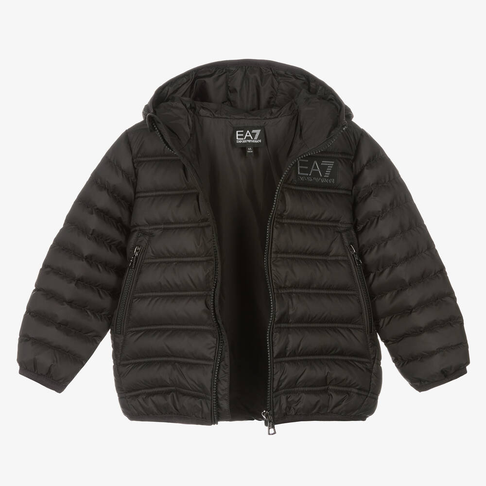 EA7 Emporio Armani-Черный пуховик для мальчиков | Childrensalon Outlet