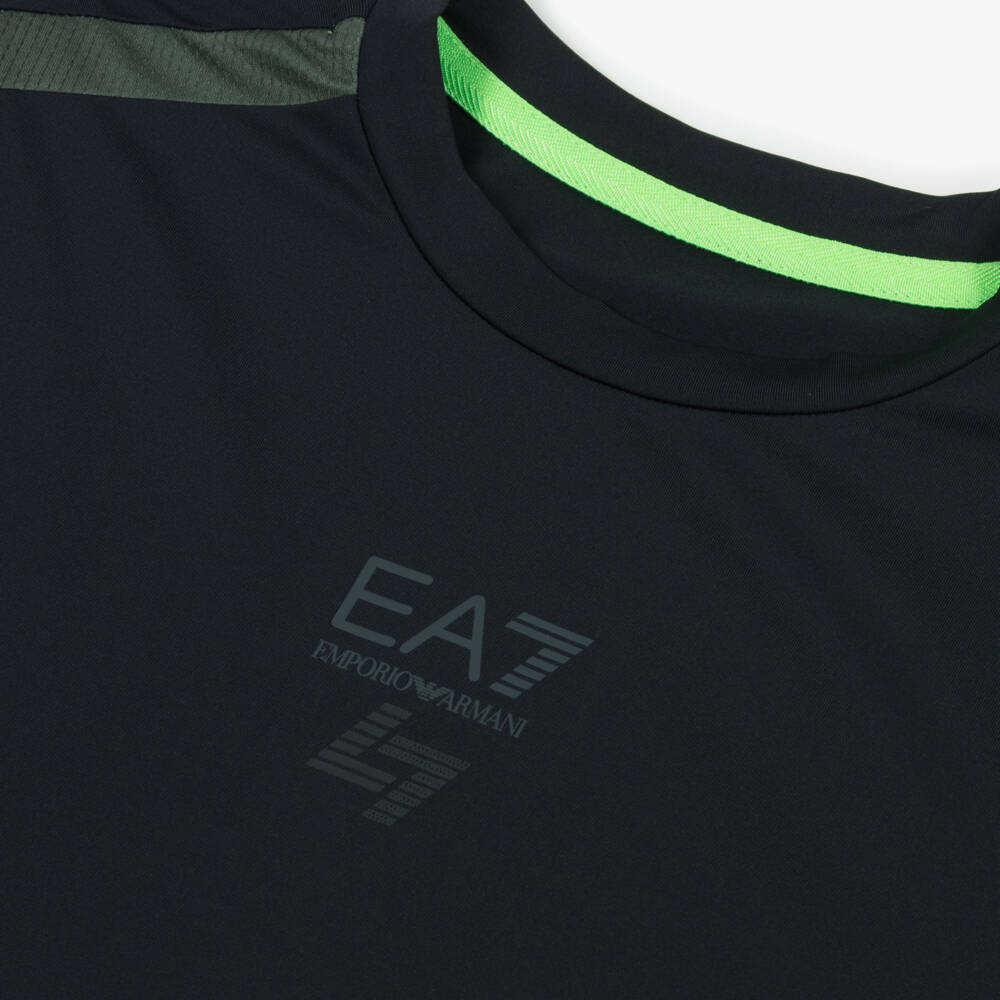 EA7 Emporio Armani-Boys Black Reflective Sports Tee | Childrensalon Outlet