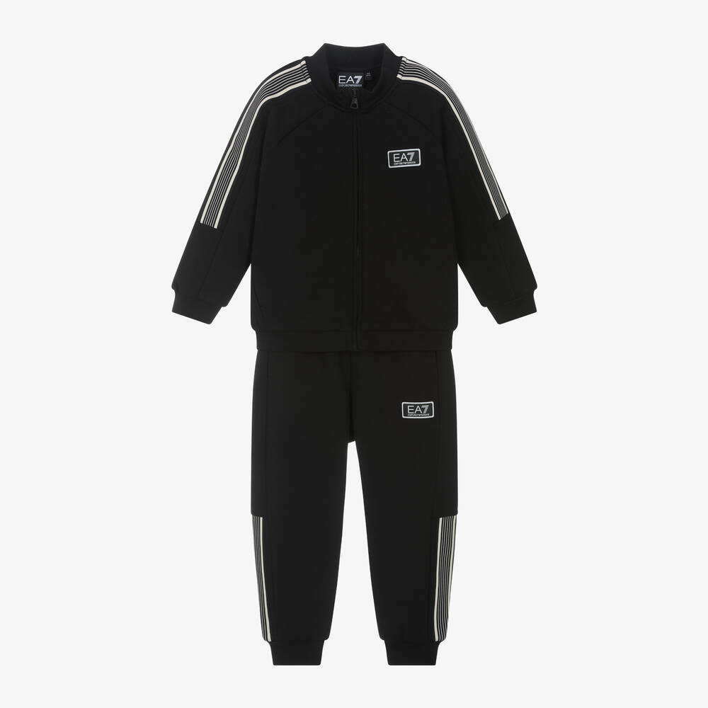 EA7 Emporio Armani-Черный спортивный костюм на молнии для мальчиков | Childrensalon Outlet