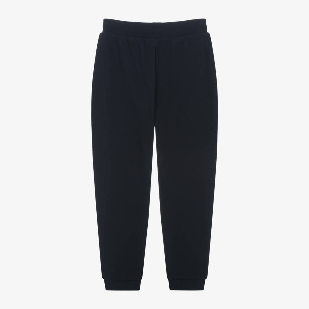 EA7 Emporio Armani-Boys Blue Cotton Logo Trousers | Childrensalon Outlet