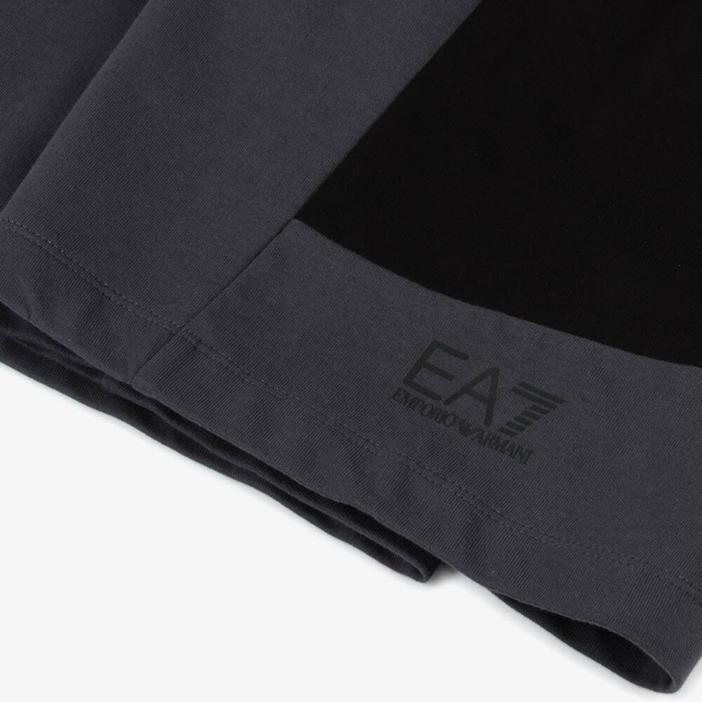 EA7 Emporio Armani-Boys Charcoal Cotton-Blend Shorts | Childrensalon Outlet