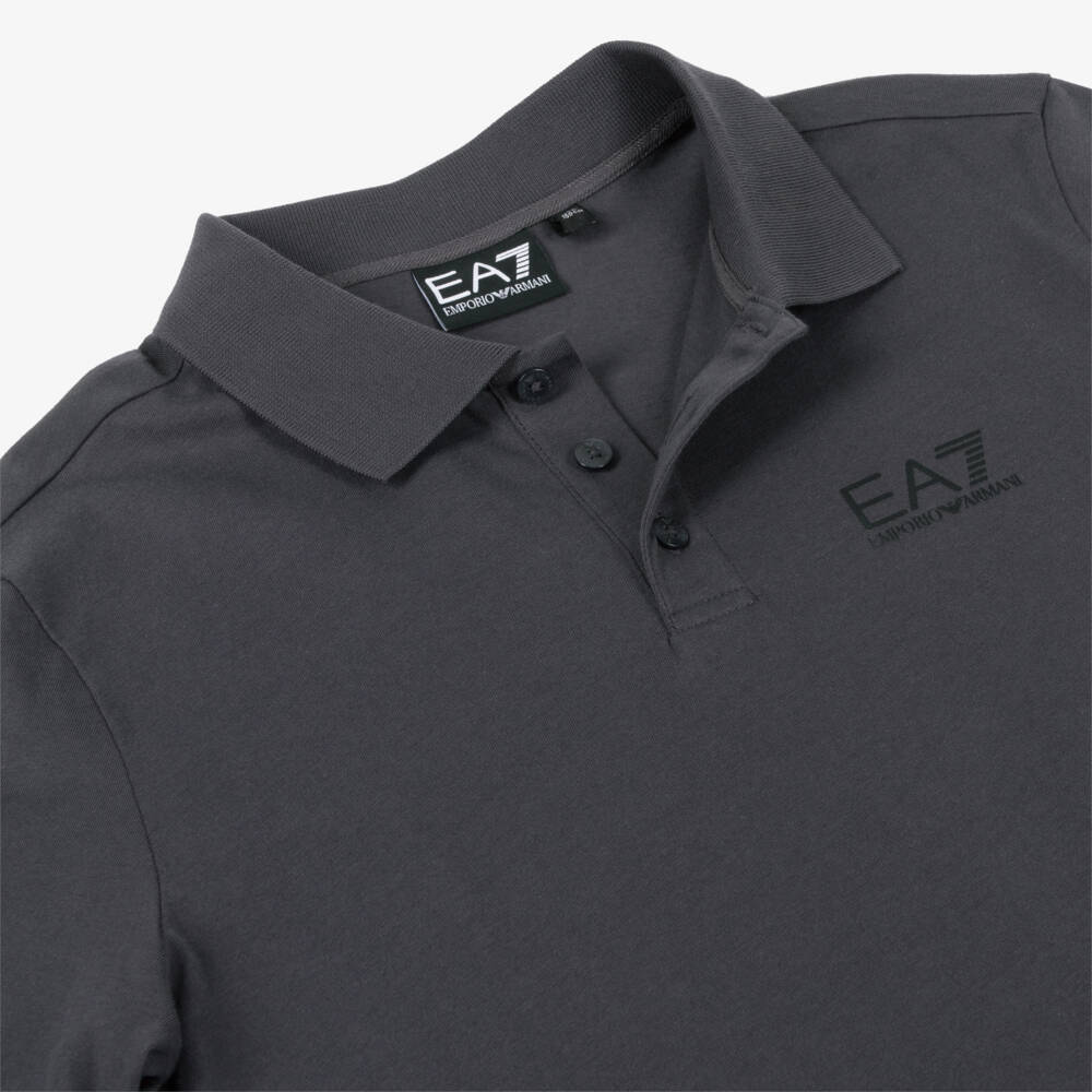 EA7 Emporio Armani-Boys Charcoal Cotton Polo Top | Childrensalon Outlet