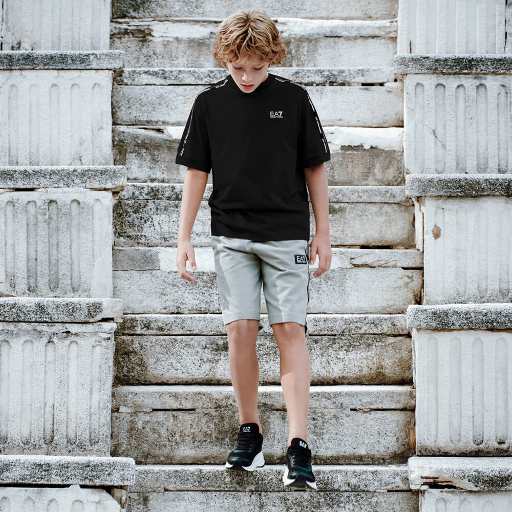 EA7 Emporio Armani-Boys Charcoal Cotton Tee Delight | Childrensalon Outlet