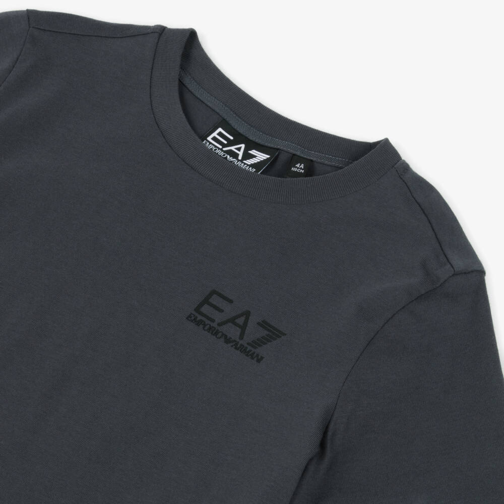 EA7 Emporio Armani-Boys Charcoal Cotton Tee Delight | Childrensalon Outlet