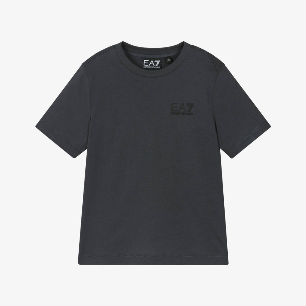 EA7 Emporio Armani-Boys Charcoal Cotton Tee Delight | Childrensalon Outlet