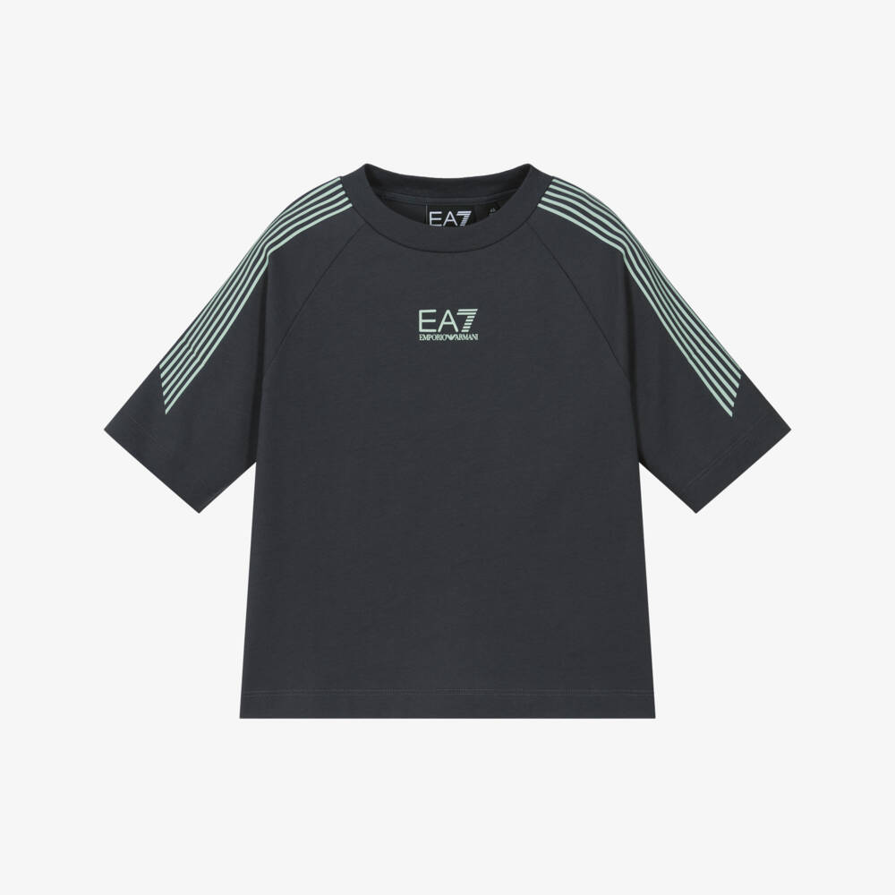 EA7 Emporio Armani-Boys Charcoal Cotton Tee Delight | Childrensalon Outlet