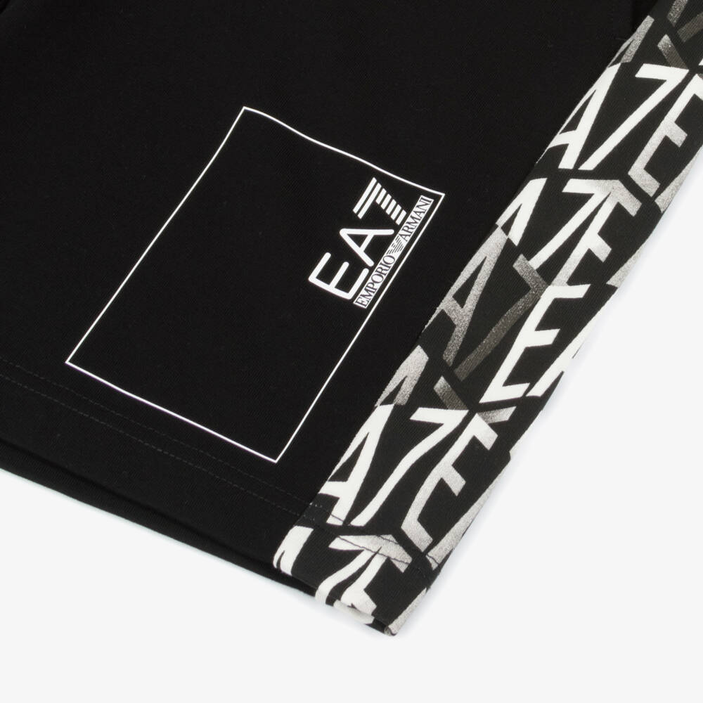 EA7 Emporio Armani-Boys Charcoal Logo Cotton Shorts | Childrensalon Outlet