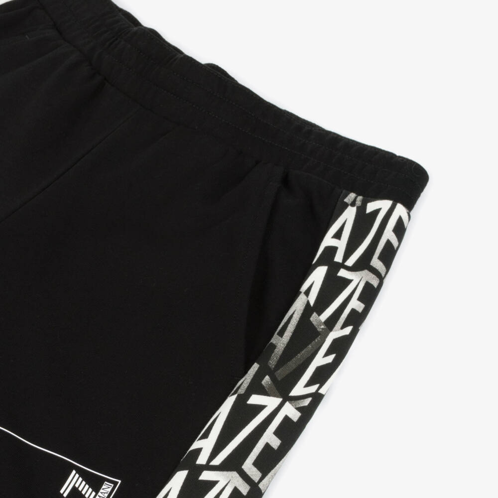 EA7 Emporio Armani-Boys Charcoal Logo Cotton Shorts | Childrensalon Outlet