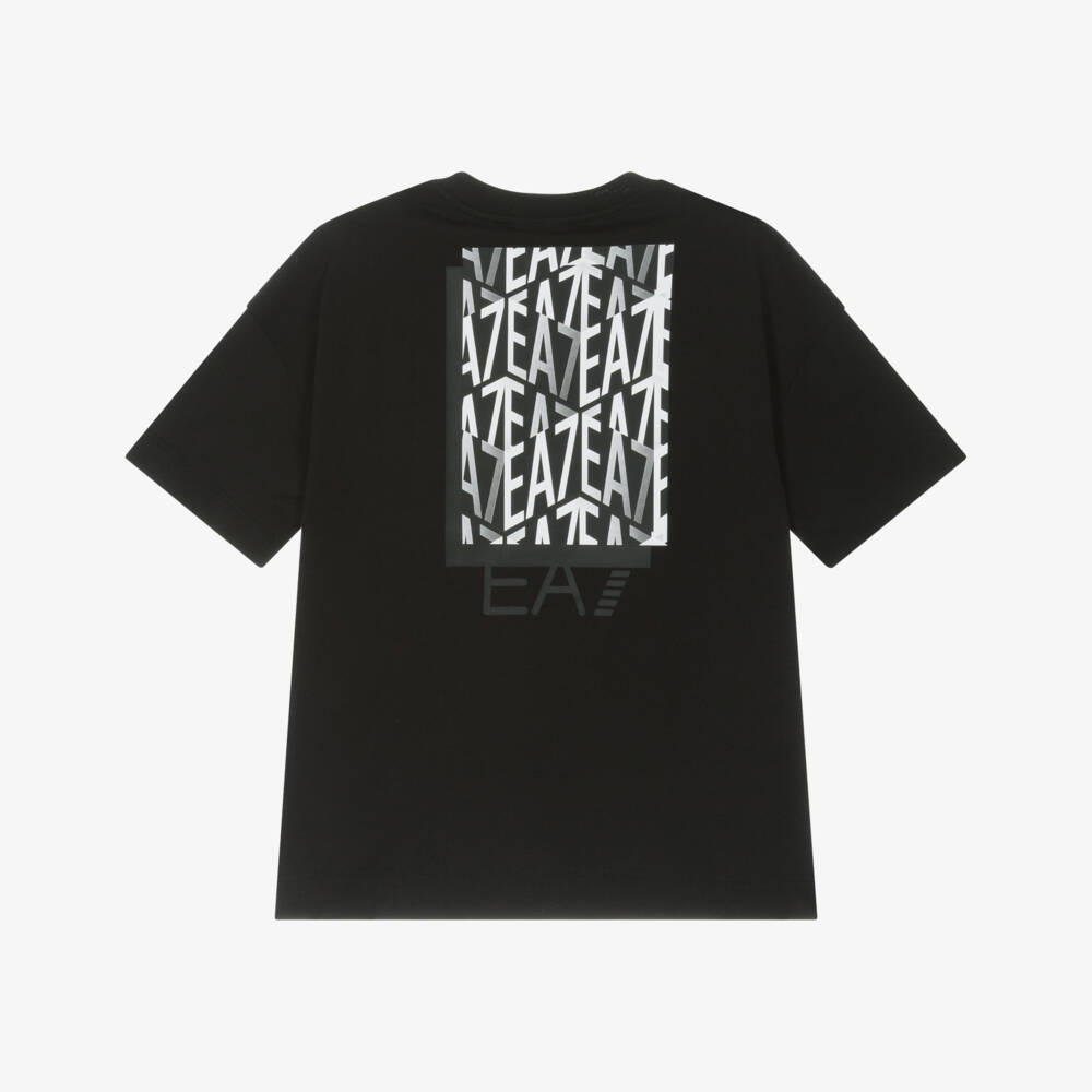 EA7 Emporio Armani-Boys Charcoal Logo Graphic Tee | Childrensalon Outlet