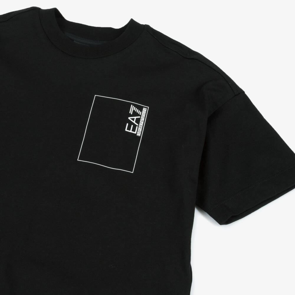 EA7 Emporio Armani-Boys Charcoal Logo Graphic Tee | Childrensalon Outlet