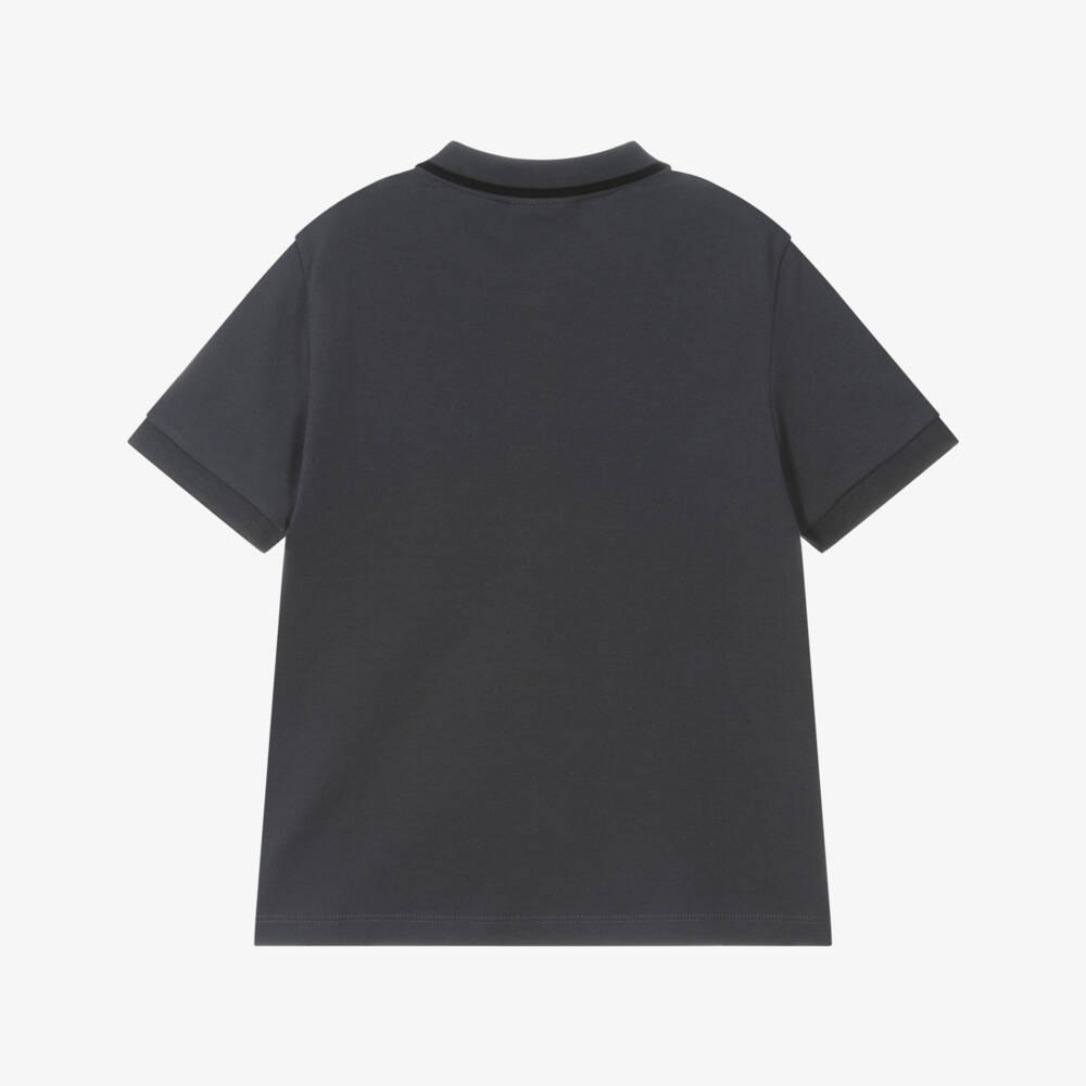EA7 Emporio Armani-Boys Charcoal Stretch Polo Top | Childrensalon Outlet