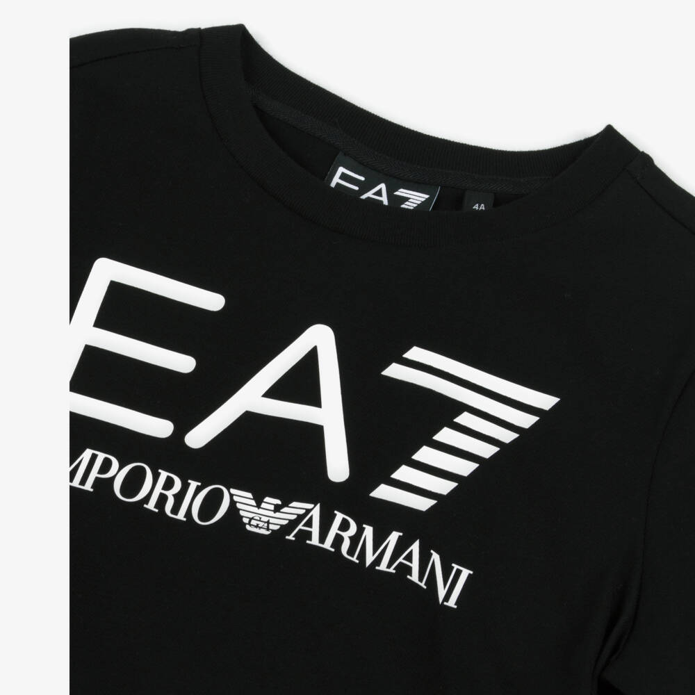 EA7 Emporio Armani-Boys Classic Black Cotton Ensemble | Childrensalon Outlet