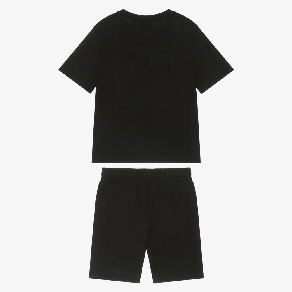 EA7 Emporio Armani-Boys Classic Black Cotton Ensemble | Childrensalon Outlet