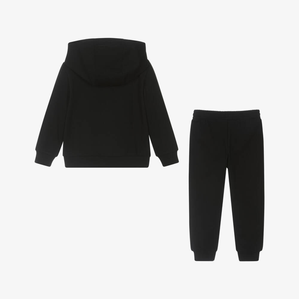 EA7 Emporio Armani-Boys Classic Black Cotton Tracksuit | Childrensalon Outlet