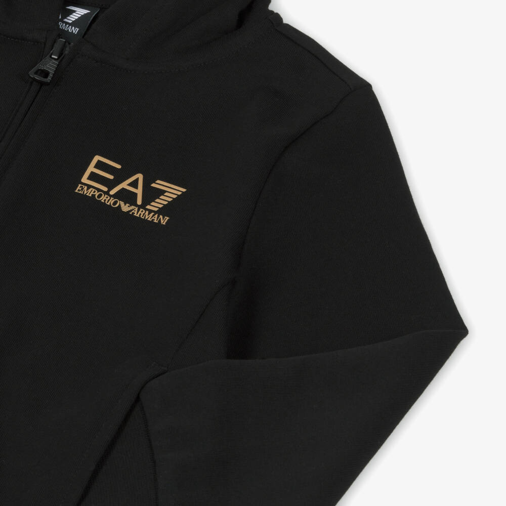 EA7 Emporio Armani-Boys Classic Black Cotton Tracksuit | Childrensalon Outlet