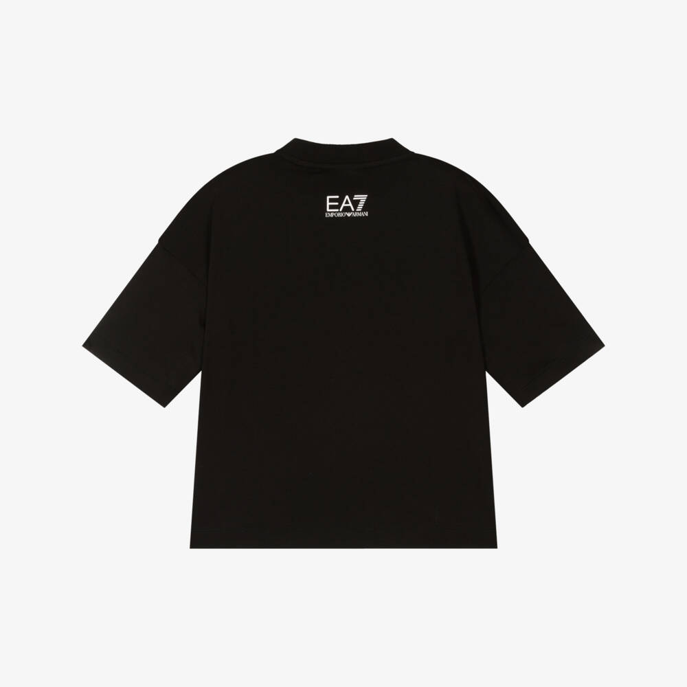 EA7 Emporio Armani-Boys Classic Black Striped Tee | Childrensalon Outlet