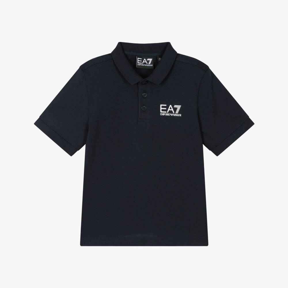 EA7 Emporio Armani-Boys Classic Navy Cotton Polo | Childrensalon Outlet